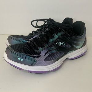 Ryka Womens Tennis Shoes Devotion Plus 2 Size 7.5 Sneaker Black Purple Aqua
